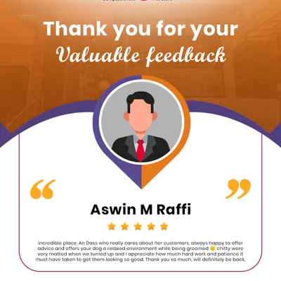 We're so grateful for feedback from pet parents like Aswin! Knowing that our groomer, An Dass, provides caring advice and a relaxed environment for dogs like Chitty means the world to us.