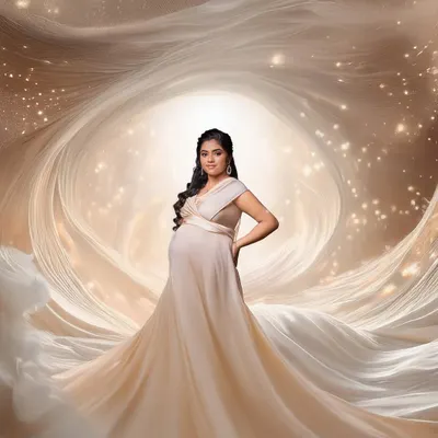 Where motherhood meets magic. This premium artistic edit surrounds the mom-to-be in a swirl of light and fabric, transforming a beautiful portrait into a dreamy, ethereal masterpiece.