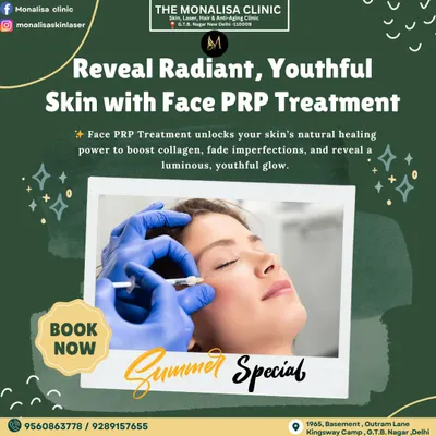 Our Face PRP treatment unlocks your skin's natural healing ability. This procedure boosts collagen, fades imperfections, and reveals a luminous, youthful glow, making it a perfect summer special.