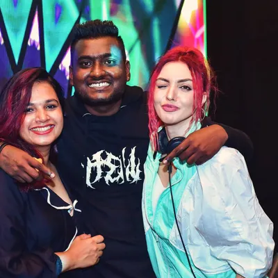 Posing with friends and my student, DJ Kousi, at Loft38. It's been an amazing journey, and I'm grateful for the family I've found in the music scene.