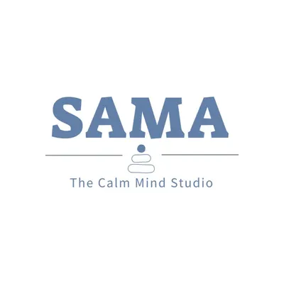 The SAMA logo. It represents 'सम', the quality of tranquility and calmness in the mind that is at the heart of everything I teach and practice in the studio.