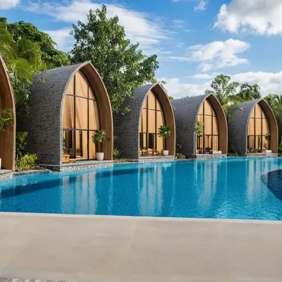 Nestled in a Tiger Reserve in central India, these luxury spa rooms overlook a stunning circular water body. After an exhilarating safari, this is where guests can relax, surrounded by the calming sound of water and the crisp jungle air.