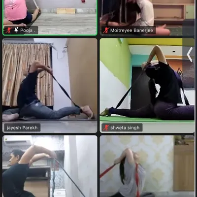 A screenshot from one of our online advanced yoga classes. Students from all over the world join us to deepen their practice from the comfort of their homes.