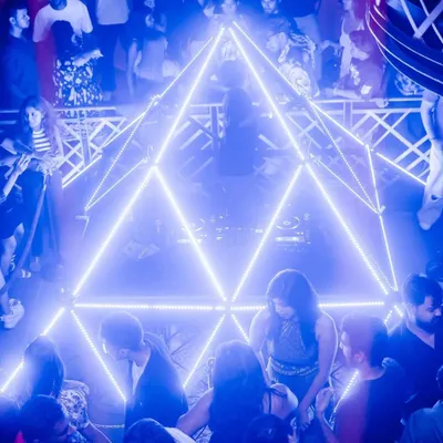 The iconic triangular LED setup at The Fixx Bar is one of my favorite stages to play on. The visual production here is next level and creates an immersive experience for the crowd.