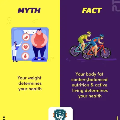 Myth: Your weight determines your health. Fact: Your body fat percentage, balanced nutrition, and an active lifestyle are the true indicators of your health. We focus on what really matters.