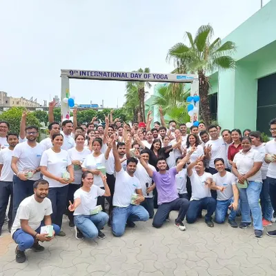 The happy result of a corporate Zumba session for Minda Corporation. Events like these are a fantastic way to energize employees and build a positive company culture.