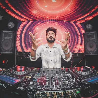 In my zone at Error, Siliguri. This is my office, where I blend tracks and create the energy for the night.