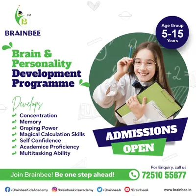 Admissions are open for our Brain & Personality Development Programme. We focus on developing concentration, memory, calculation skills, and self-confidence for children in the 5-15 age group.
