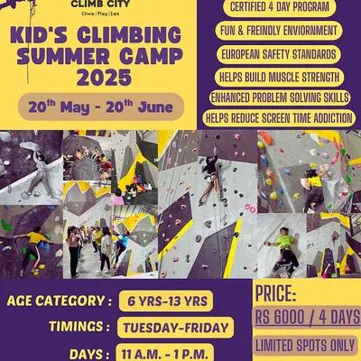 Here are all the details for our 2025 Kid's Climbing Summer Camp! It's a certified 4-day program packed with fun, learning, and new friends. We have limited spots in each batch to ensure personalized attention, so book your spot soon.
