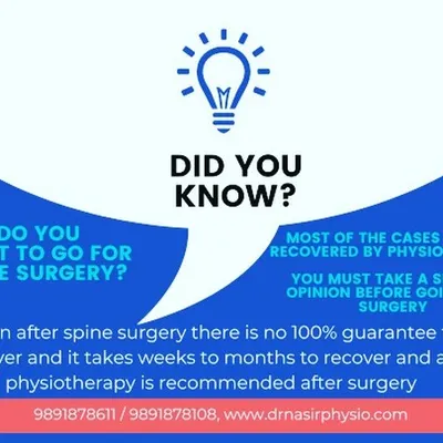 Many people think surgery is the only option for spine issues. But in most cases, physiotherapy can help you recover. I always advise getting a second opinion before deciding on surgery.