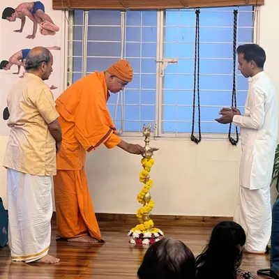 We marked the 12th anniversary of Harsha Yoga by invoking the divine with the lighting of the lamp. It was an honor to have Swamiji and Arun Sir bless our gathering. This journey is not about flashy pictures, but about a pure wish to seek the truth.
