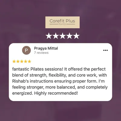 We are so grateful for feedback from our clients. This five-star review highlights the perfect blend of strength, flexibility, and core work our sessions provide, along with our instructor's attention to form.