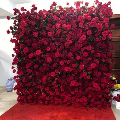 My signature all-red rose wall. This backdrop is the ultimate statement of romance and luxury, perfect for engagements, receptions, or a bold festive celebration.
