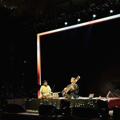 A wide shot of the stage during a performance with Rishabh Sharma bhai in Kolkata. The scale of the production was incredible.
