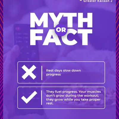 A fitness fact about the importance of rest days for muscle growth. We believe in training smart.