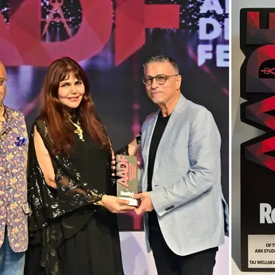 Receiving an award at the AADF Architecture and Design Fest. This particular award recognized our work on the Taj Wellness Resort & Spa, a project focused on creating a serene and luxurious hospitality experience.
