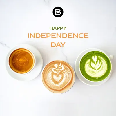 Celebrating Independence Day with a tricolor of coffee art. This shows the creative possibilities with latte art, matcha, and espresso.