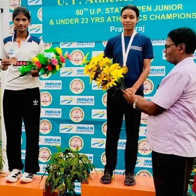 On the podium at the 60th U.P. State Open Junior Athletics Championships. Our athlete stands proud after securing her medal, a result of pure dedication and hard work.