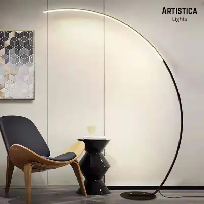The modern arc floor lamp is a staple of minimalist furnishing, and our version emphasizes its clean, sleek lines. It is designed to provide functional, stylish lighting while maintaining an uncluttered and open feel in your room.