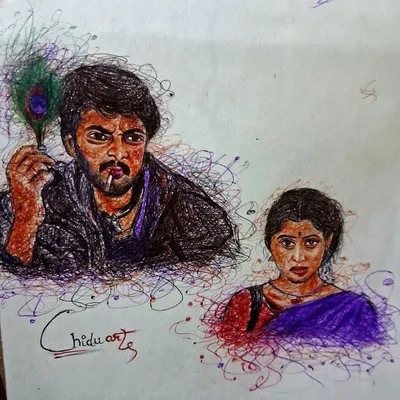 My scribble art tribute to Kiccha Sudeep's unforgettable performance in "Huccha". The mix of colors and chaotic lines captures the raw emotion of the character.