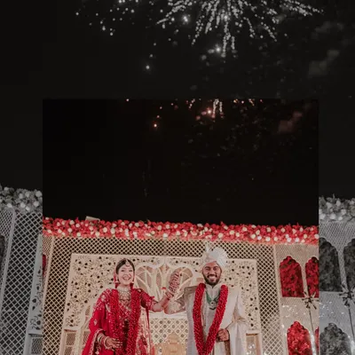 A wedding isn't complete without a sky full of fireworks. I captured this magical moment for Sourav and Khyati right after their Varmala, creating a truly cinematic and celebratory frame for their big day.