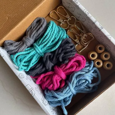 A close up look at the vibrant, earth friendly cotton cords and supplies waiting for you. I carefully select these colours so you can mix and match to create your own unique keychain designs.