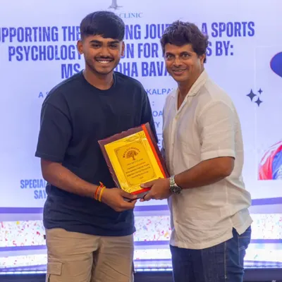 Here I am felicitating Ayush Mhatre for his incredible season and his selection as the India U-19 Captain. This award recognizes not just his skill, but his leadership and the disciplined effort he puts in day after day.