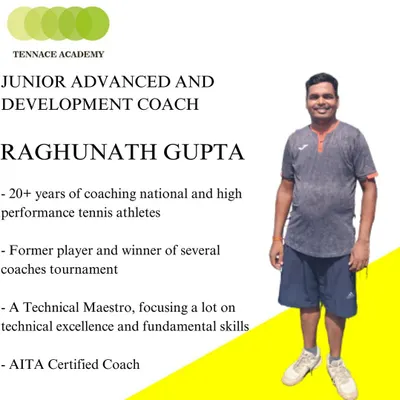 Meet our Junior Advanced and Development Coach, Raghunath Gupta. With over 20 years of experience coaching national level athletes and an AITA certification, he is a technical maestro focused on building fundamental excellence.