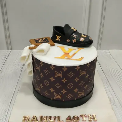 For the luxury lover, we designed this cake inspired by Louis Vuitton. It features the iconic monogram pattern, topped with an edible, hand-sculpted shoe and wallet.