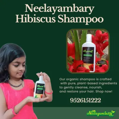 My daughter holding our Hibiscus Shampoo. It's gentle enough for kids too because it's made with pure, plant-based ingredients and is completely free from harsh chemicals.