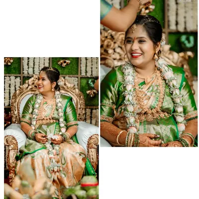A beautiful collage from a traditional baby shower ceremony, or Seemantham. I capture both the formal portraits and the candid moments of the rituals.