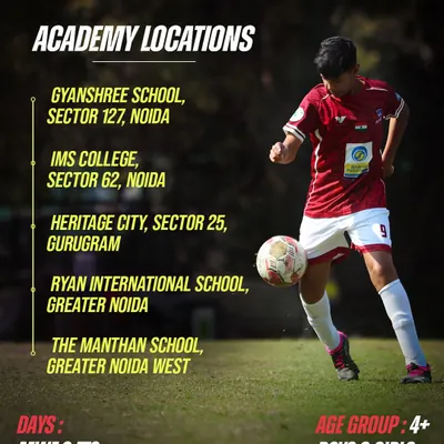 Looking for a football academy in the NCR? We have multiple training centers in Noida, Greater Noida, and Gurugram. Find your nearest location and enroll now.