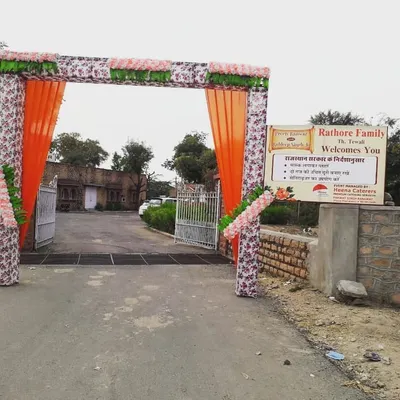 We were honored to cater for the Rathore family in Pali, Rajasthan. This welcome gate marks the entrance to a grand destination wedding we managed from start to finish.