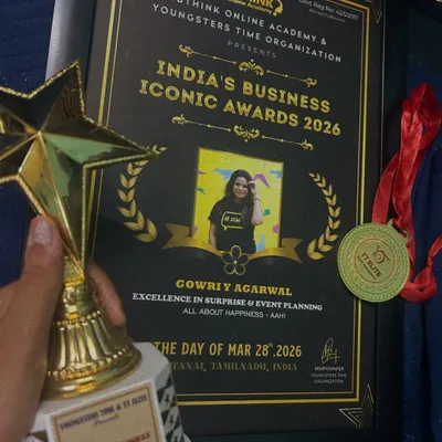 A small milestone we are very proud of. This is the 'India's Business Iconic Award' we received for excellence in surprise and event planning.