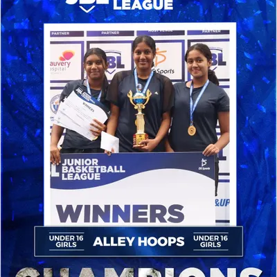 Celebrating the Under 16 Girls Champions of the Junior Basketball League. Congratulations to Alley Hoops on their well-deserved victory and exceptional performance.