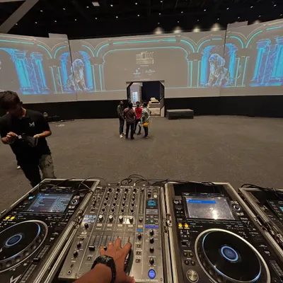 My view from the console at the WOW Awards Asia. I use top-tier Pioneer DJ gear to deliver clean, powerful sound for events of any size.