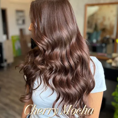 This Cherry Mocha color is perfect for the festive season. It's a rich, warm brown with subtle red undertones that looks incredibly luxe and shiny.