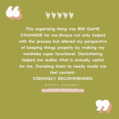 This review is so special to me. We started with one wardrobe and ended up organizing almost the entire house. It shows that once you start the process and feel the benefits, it's a game-changer.