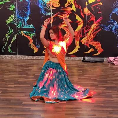 A beautiful moment from our Garba night celebrations. I love dressing up and dancing with my students during the Navratri festival.
