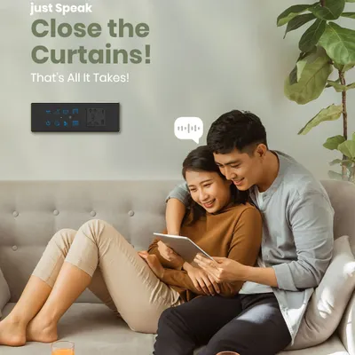 Enjoying a quiet moment on the couch and the sun is in your eyes? Just say the word. With my voice-activated curtain control, you never have to get up to adjust for comfort.