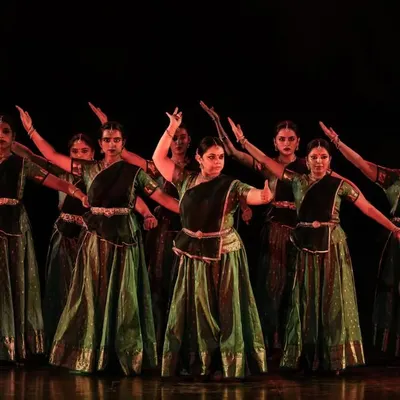 A full company formation from my production 'Ek Anant'. Creating these large ensemble choreographies requires immense teamwork and a shared vision to bring the story to life with power and precision.