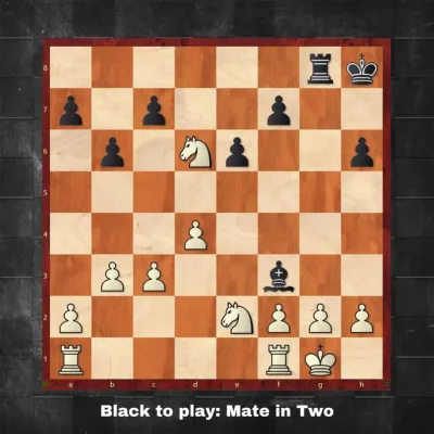 Here is a tactical challenge for you. In this position, it's Black to play and deliver a checkmate in two moves. Can you find the solution?
