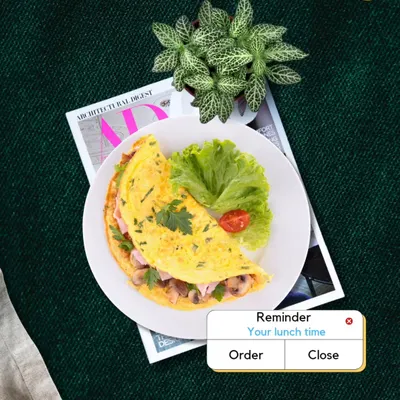 Your lunch time reminder is here. A healthy and delicious omelette is just a click away. Don't let a busy schedule derail your nutrition.