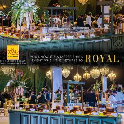 This is the essence of a royal event. Our grand buffet setups are designed not just to serve food, but to create a majestic experience that becomes the centerpiece of your celebration.