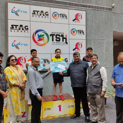 Celebrating our U-11 Boys champion, Aryaveer Borah, on the winner's podium at the 4th UP State Ranking Tournament in Kanpur. His gold medal is a testament to his dedication and the rigorous training he undergoes.