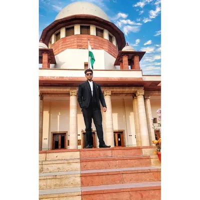 On the steps of the Supreme Court of India. This is the highest legal battleground in the country, and I am here to represent my clients at the top level.