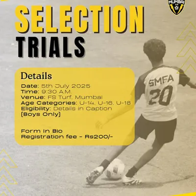 This is your official call to the pitch. An example of our selection trial announcements, detailing the date, time, venue, and eligible age categories for our youth teams. Spots fill up fast, so you have to be ready.