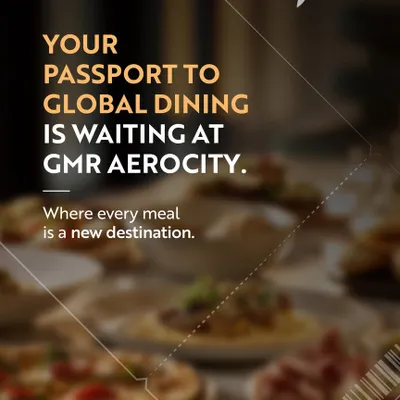 This image captures my core promise: a passport to global dining right here in Delhi. The blurred background filled with diverse dishes from pizza to noodles represents the endless culinary destinations waiting for you.