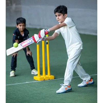 It all starts here. We focus on teaching the right technique from a young age, building a strong foundation for future cricketers in our indoor academy.