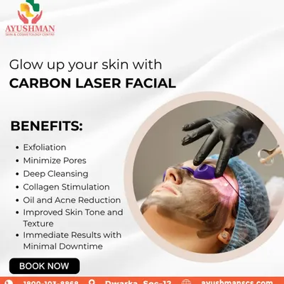 Glow up your skin with a Carbon Laser Facial. This treatment offers numerous benefits, including exfoliation, minimized pores, deep cleansing, and collagen stimulation, with immediate results and minimal downtime.